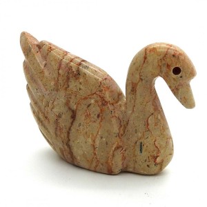 Botticino Hand Carved Marble Swan H:6" (H:15cm) Botticino Hand Carved Marble Swan H:6" (H:15cm)